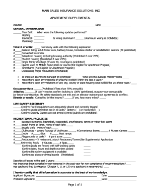 Apartment Insurance Application Form