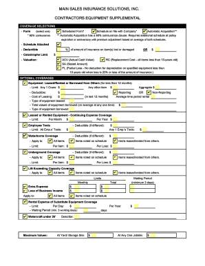 Contractors Equipment Insurance Application