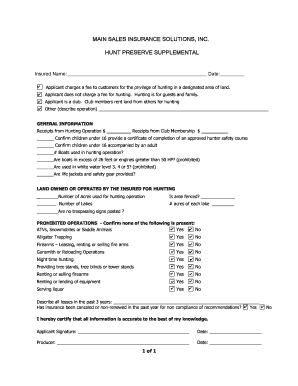 Hunting Operation Insurance Application
