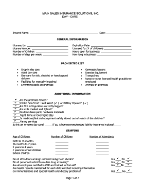 Day Care Supplemental Application