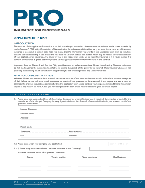 Professional Insurance Application Form