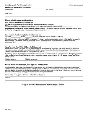 Auto Pay Authorization Form