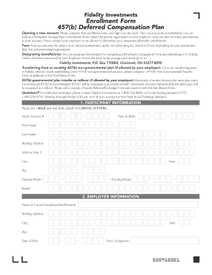 Fidelity 457(b) Deferred Compensation Plan Enrollment Form