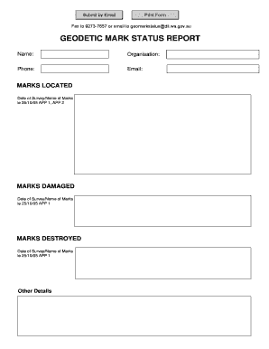 Geodetic Mark Status Report