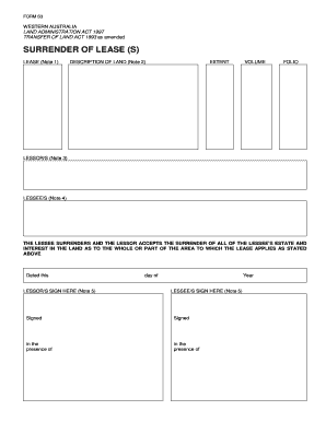 Surrender of Lease Form
