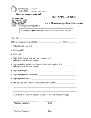 Pet Application Form