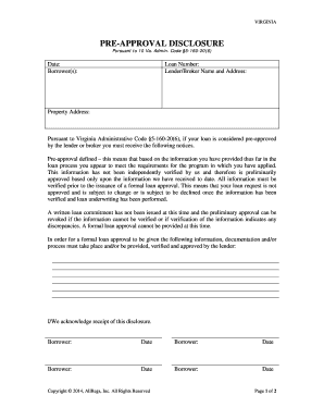 Virginia Pre-Approval Disclosure