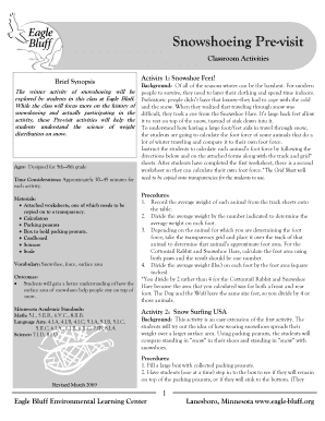 Snowshoeing Pre-Visit Classroom Activities