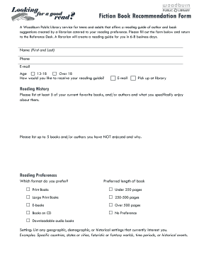 Fiction Book Recommendation Form