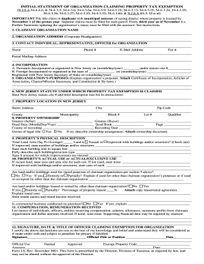 New Jersey Property Tax Exemption Claim Form