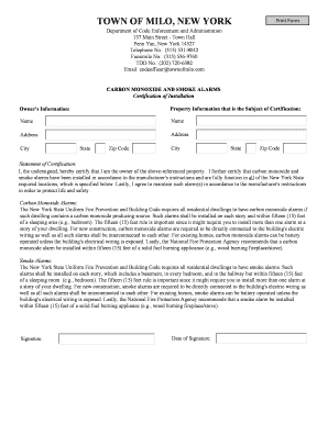 New York Carbon Monoxide and Smoke Alarms Certification