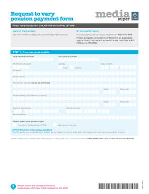 Request to Vary Pension Payment Form