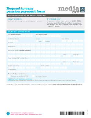 Request to Vary Pension Payment Form