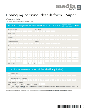 Changing Personal Details Form