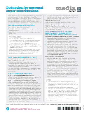 Deduction for Personal Super Contributions Form