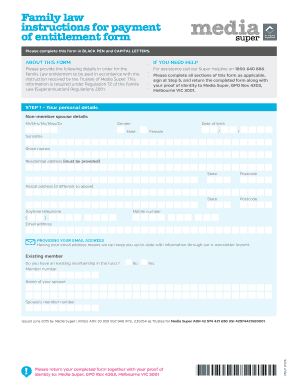 Family Law Payment of Entitlement Form