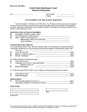 Statement of Military Service Form 202