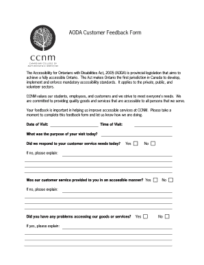 AODA Customer Feedback Form