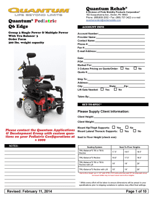 Quantum Pediatric Q6 Edge Order Form