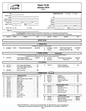 Zippie TS SE Wheelchair Order Form
