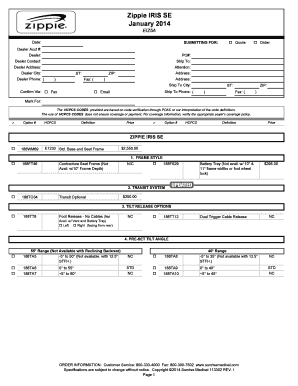 Zippie IRIS SE Wheelchair Order Form