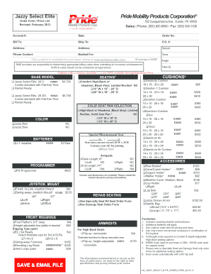 Jazzy Select Elite Order Form