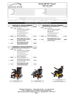Quickie QM-720 Group 4 Wheelchair Order Form