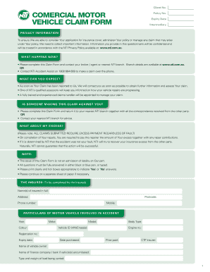 Commercial Motor Vehicle Claim Form