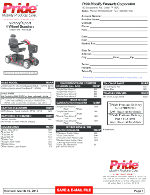 Victory Sport Scooter Order Form