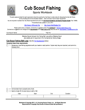 Cub Scout Fishing Workbook