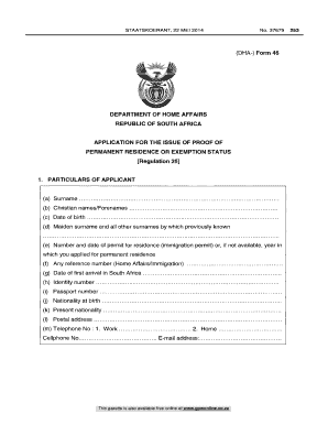 DHA- Form 46 DEPARTMENT OF HOME AFFAIRS REPUBLIC OF