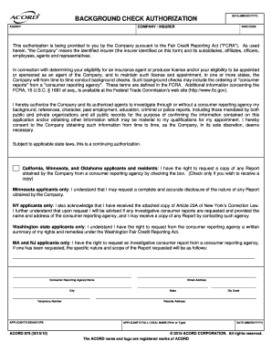 Background Check Authorization Form