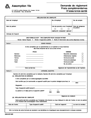 Demande de règlement d'assurance-santé