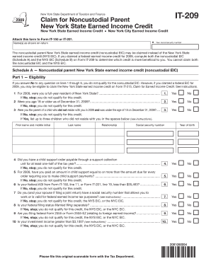New York State Noncustodial Parent Earned Income Credit Form IT-209