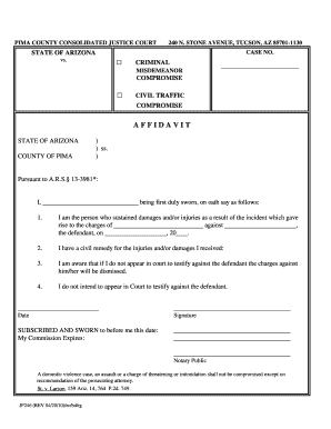 Arizona Misdemeanor Compromise Affidavit