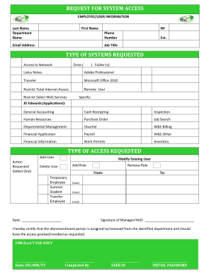 Employee System Access Request Form