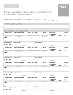 Employee Addition, Cancellation, or Change Form