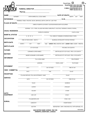 Canada Death Registration Form