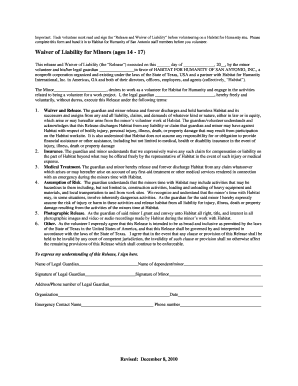 Habitat for Humanity Waiver of Liability