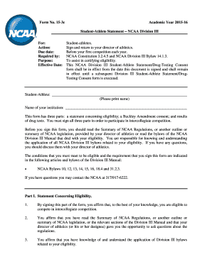 NCAA Division III Student-Athlete Statement Form 15-3c