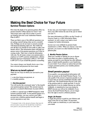 Survivor Pension Options Form