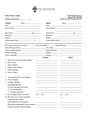 Catholic Pre-Nuptial Form