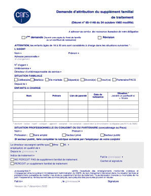 Demande d’attribution du supplément familial de traitement