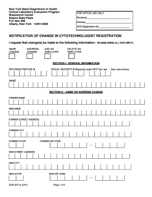 Notification of Change in Cytotechnologist Registration