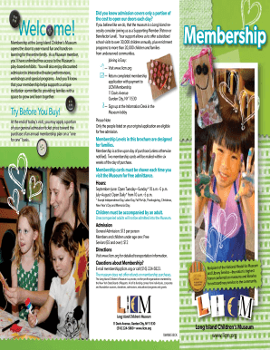 Long Island Children's Museum Membership Application