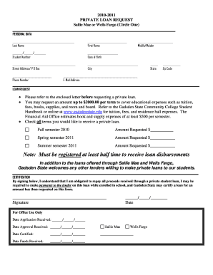 Private Loan Request Form