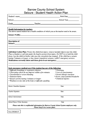 Student Seizure Action Plan