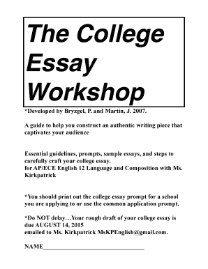 College Essay Workshop Guide
