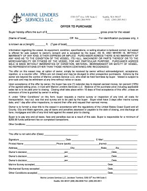Offer to Purchase Vessel
