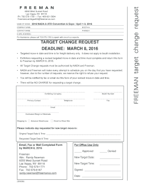Freeman Target Change Request Form